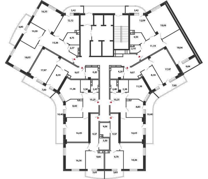 Планировки 3-6 этаж Планировки 3-6 этаж